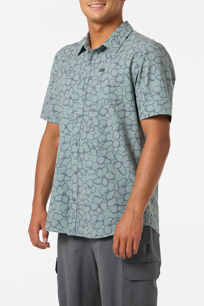 UPF Slub Relaxed Short Sleeve Button-Down Shirt - Dark Shadow