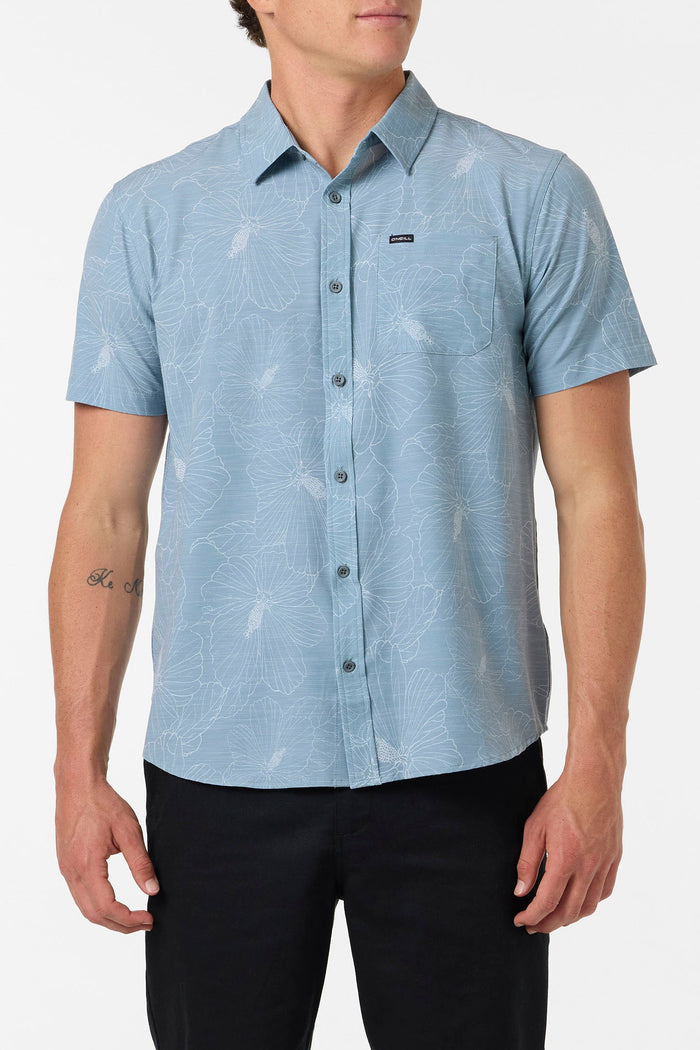 UPF Slub Standard Short Sleeve Button-Down Shirt - Lead