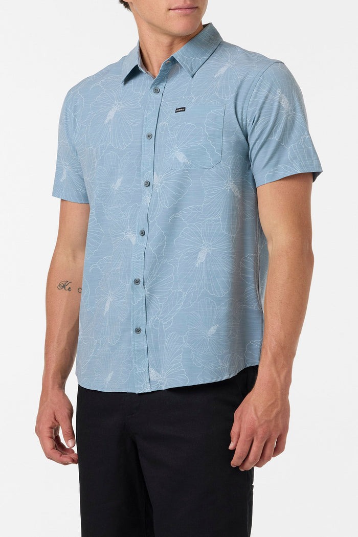 UPF Slub Standard Short Sleeve Button-Down Shirt - Lead