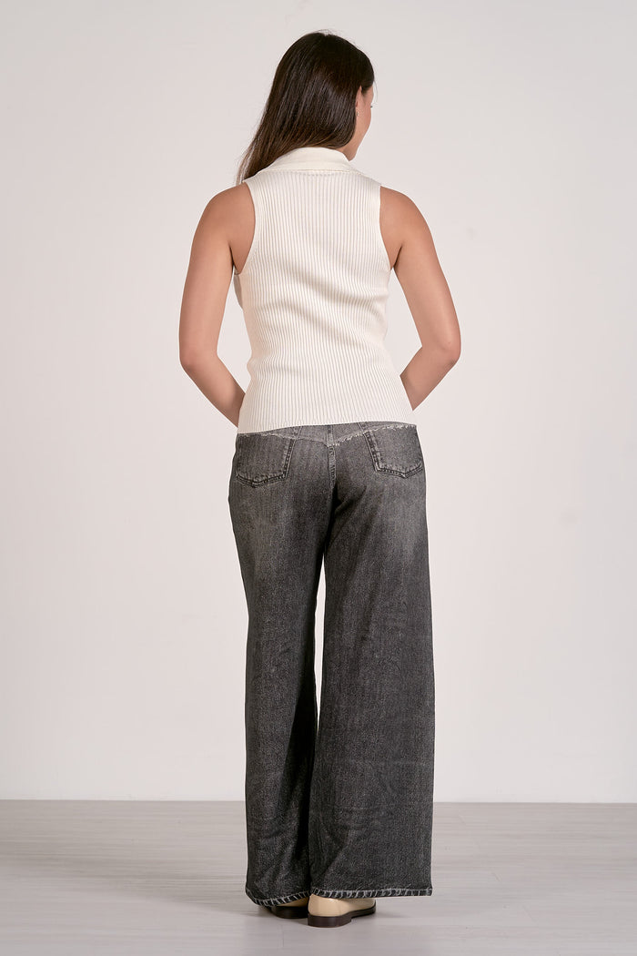 V-Neck Button Down Sweater Vest - White