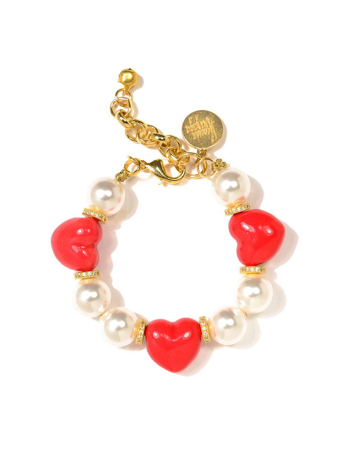 VA Heart to Heart Pearl Bracelet