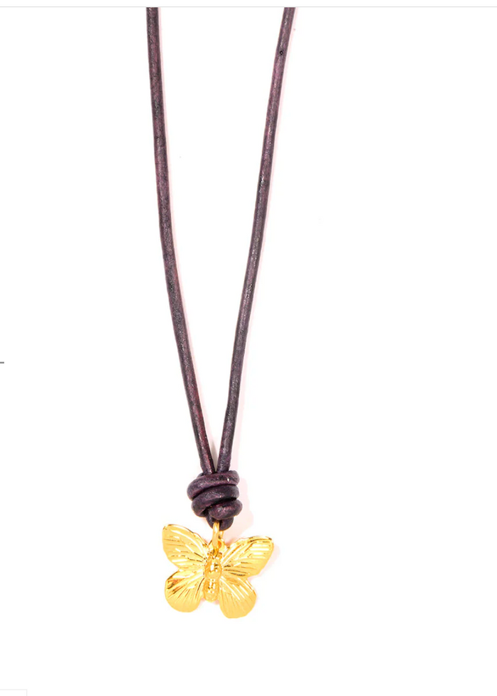 VA Social Butterfly Leather Necklace