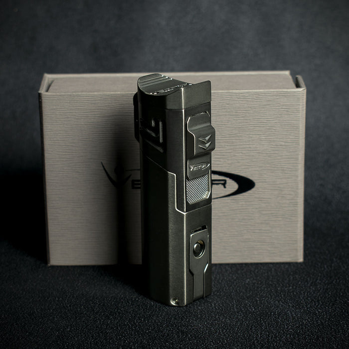 Vector Caliper Single Jet Flame Lighter With Punch Cutter - Gunmetal