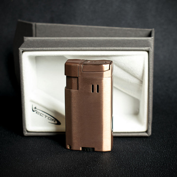 Vector VMotion Twin Jet Flame Lighter With Punch Cutter - Copper