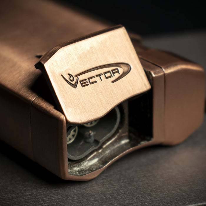 Vector VMotion Twin Jet Flame Lighter With Punch Cutter - Copper