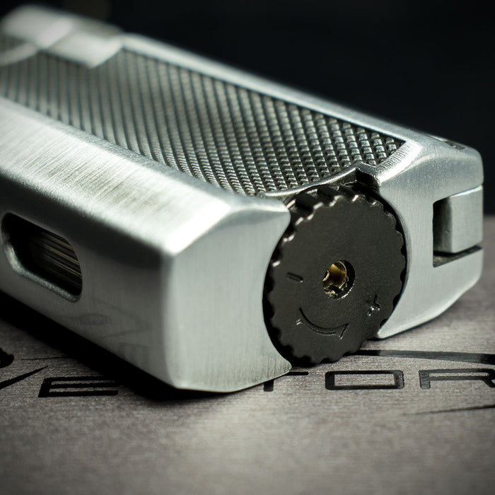Vector VMotion Twin Jet Flame Lighter With Punch Cutter - Chrome  Matte