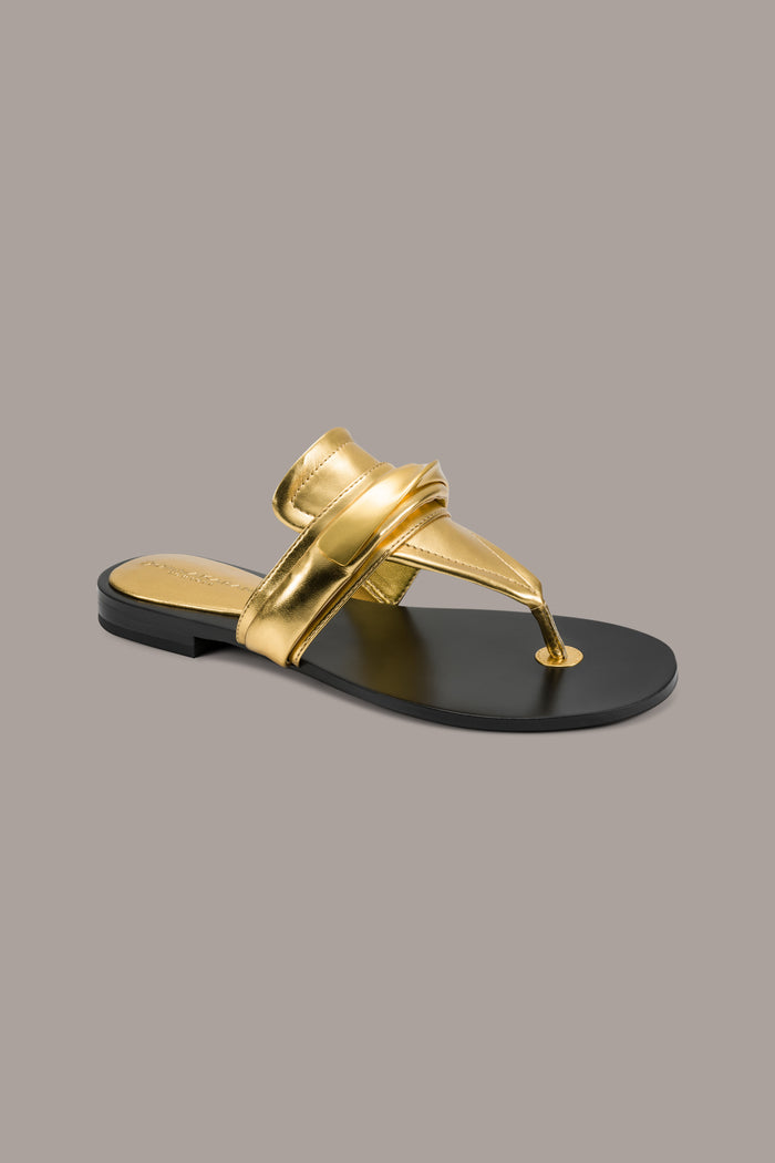 VELVET METALLIC THONG FLAT SANDAL