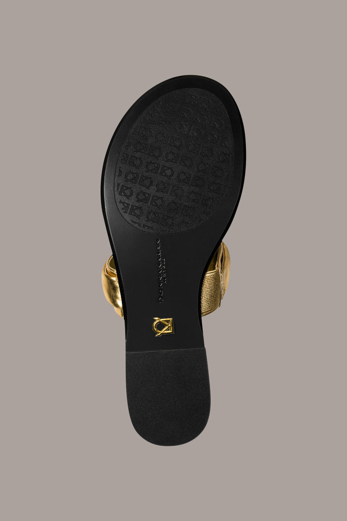 VELVET METALLIC THONG FLAT SANDAL