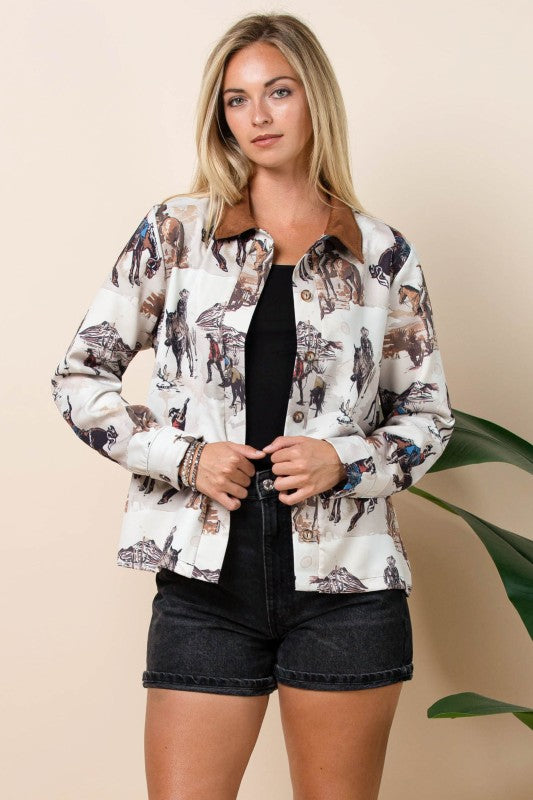 Western print barn jacket