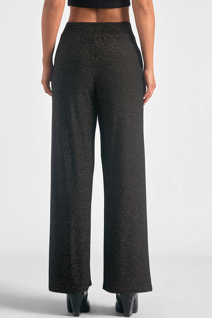 Wide Leg Shimmer Pants - Black