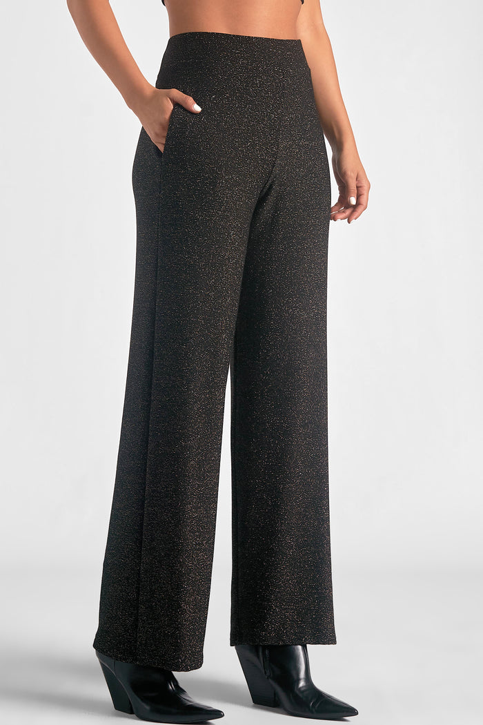 Wide Leg Shimmer Pants - Black