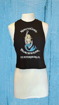 Women's Cropped Tank Top - Black - Kaia Logo (Front) - White Text