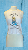 Women's Cropped Tank Top - White - Kaia Logo (Front) - Black Text