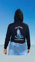 Women's Long Sleeve T-Shirt with Hood - Black - Kaia Logo- White Text