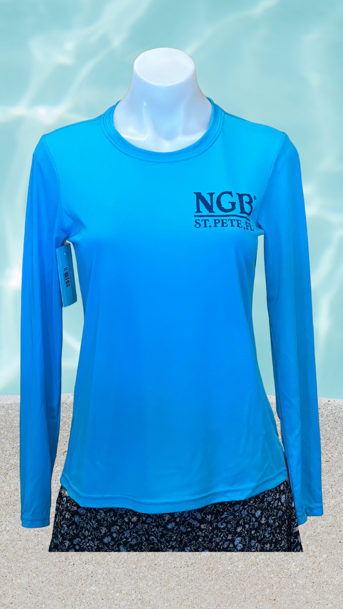 Women's Long Sleeve UPF Sun Shirt - Electric Blue - Blue St. Pete Pelican