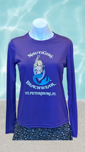 Women's Long Sleeve UPF Sun Shirt - Purple - Kaia Logo (Front) - White Text