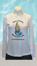 Women's Long Sleeve UPF Sun Shirt - White - Kaia Logo (Front) - Black Text