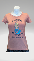 Women's Short Sleeve T-Shirt - Desert Pink - Kaia Logo (Front) - Blue Text