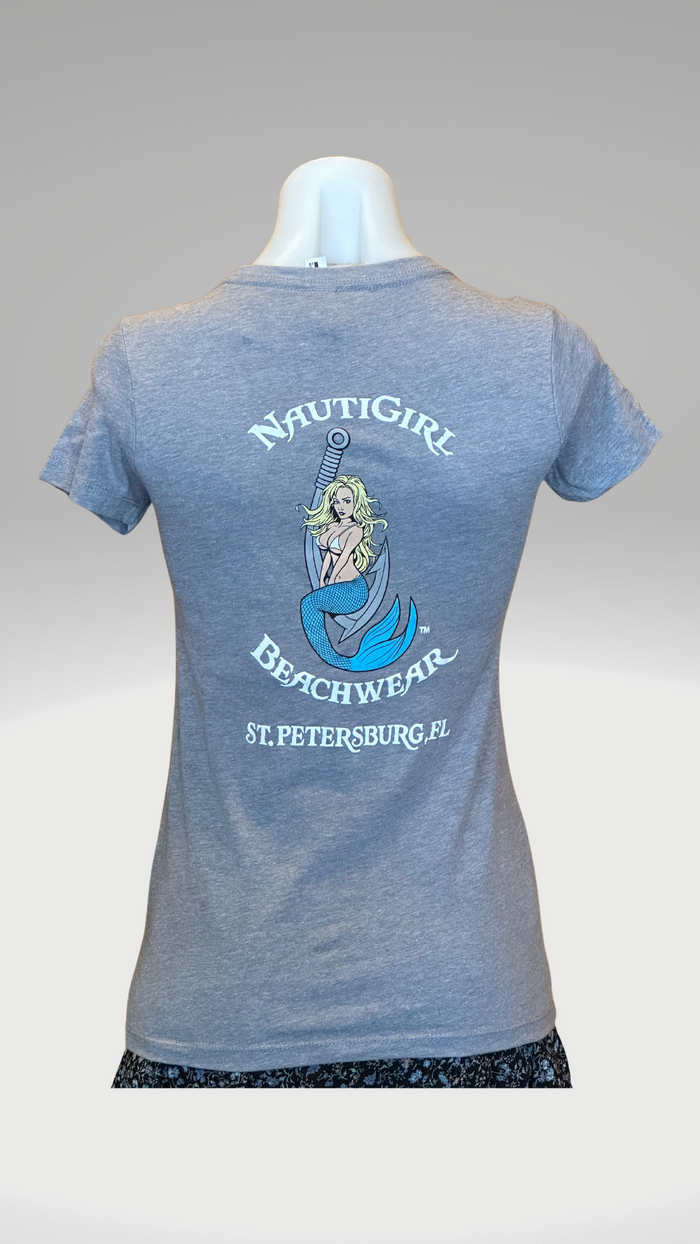 Women's Short Sleeve T-Shirt - Light Grey - Kaia Logo - White Text