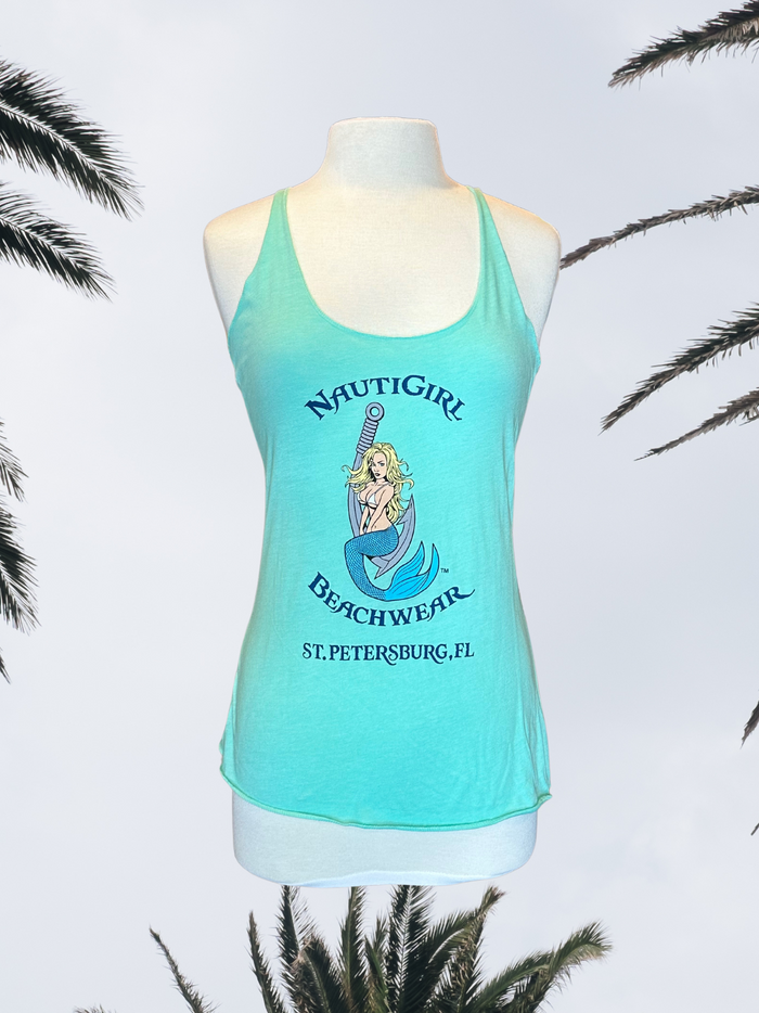 Women's Tank Top - Mint - Kaia Logo (Front) - Blue Text