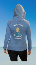 Women's Zip-Up Hoodie - Heather Bay Blue - Kaia Logo