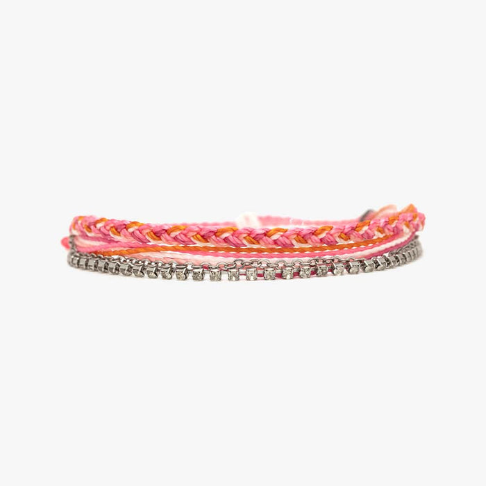 Woven Bracelet - Laguna String & Chain - Daiquiri - Silver