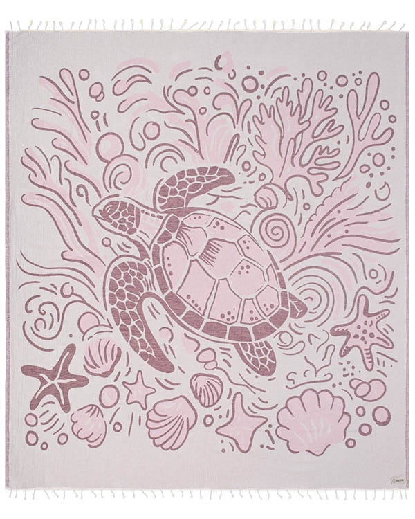 Xl Turkish Towel - Coral Turtle