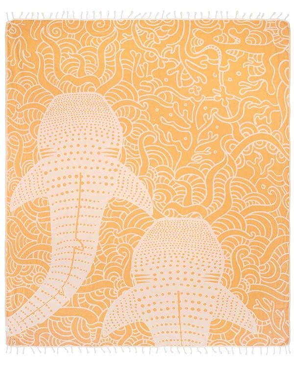 Xl Turkish Towel - Whale Shark (Sunflower)