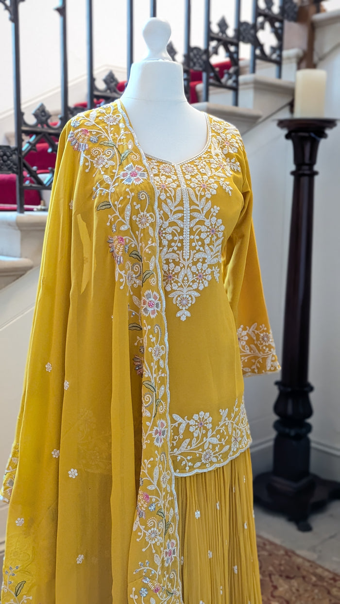 Yellow Long Blouse Lehenga Set (12-14)