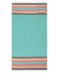 Zipper Pocket Turkish Towel - Rasta Stripe - Herringbone (Kelly Green)