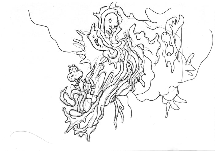 zSet of four sketches for POOCHYTOWN sequence