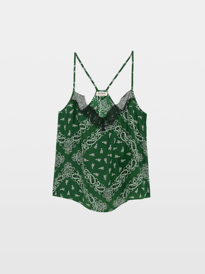 Zadig & Voltaire Cespa Bandana Camisole in Meadow green, front product view