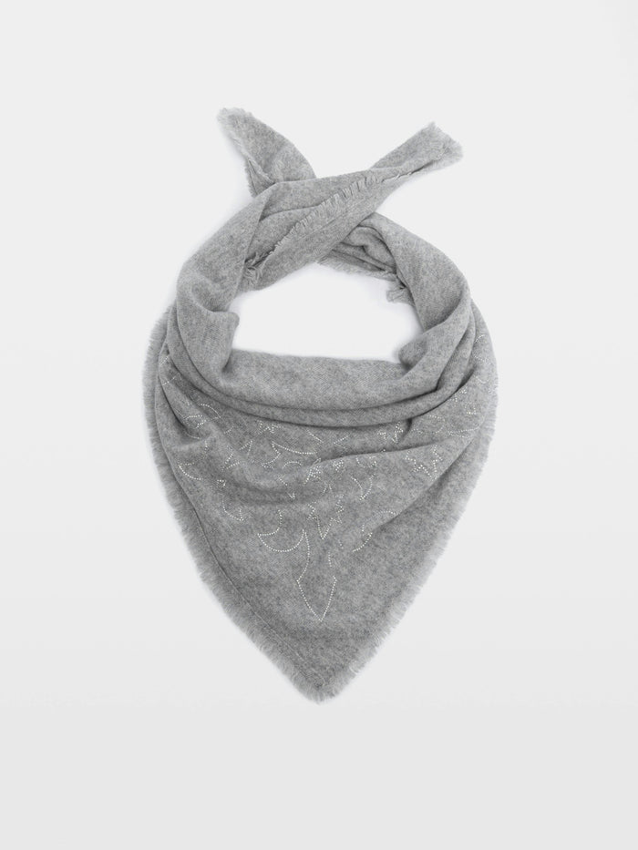 Zadig & Voltaire Stevie Strass Western Scarf in Gris Chine grey cashmere, alternate view