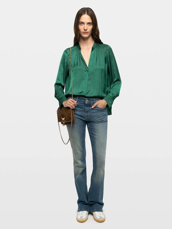 Zadig & Voltaire Tink Shirt in Rain Forest green, worn on model, front view
